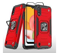 Custodia per Samsung Galaxy A01, custodia protettiva per Samsung Galaxy A01, con pellicola proteggi schermo HD, grado militare, antiurto, per Samsung Galaxy A01, colore: rosso