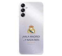 Custodia per Samsung Galaxy A14 5G del Real Madrid HALA Madrid! Tansparente per proteggere il tuo cellulare. Strato in silicone flessibile con licenza ufficiale Real Madrid