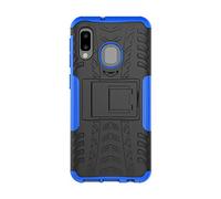 Custodia per Samsung Galaxy A20E,Staffa pieghevole Doppia protezione morbida e dura Antiurto Antiscivolo Bumper per Samsung Galaxy A20E Blu
