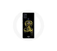 Custodia per Samsung Galaxy A21s Logo Cobra Kai Giallo Fondo Nero Poster Serie