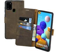 Custodia per Samsung Galaxy A21s Pocket-Book Protettiva Cover IN Anticato Braun