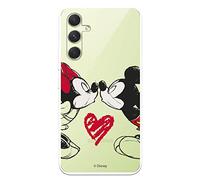 Custodia per Samsung Galaxy A54 5G Ufficiale Disney Mickey e Minnie Bacio per proteggere il tuo cellulare. Cover per Samsung in silicone trasparente flessibile con licenza ufficiale Disney Classic