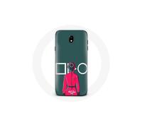 Custodia per Samsung Galaxy J5 2017 Gioco del Calamaro Soldato Rosso con Maschera Cerchio Fondo Verde