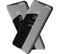 Custodia per Samsung Galaxy M51 Cover Specchio Libro Pelle PU Case Clear View Standing Mirror Flip Case Plastica con Funzione Supporto Portafoglio Libretto Bumper Case per Samsung Galaxy M51 - Nero