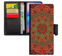 Custodia per Samsung Galaxy Note 20 Simili Pelle Mandala Tiziano Simbolo Zen Case 4G Donna Bella Rosso Floreale Indiano Nepal Originale