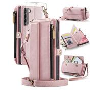 Custodia per Samsung Galaxy S21 Plus S21+5G con cerniera a portafoglio con pellicola protettiva e tracolla con cordino flip con blocco RFID, porta carte S21+5G S21plus 21S + S 21 21+ G5 donne uomini