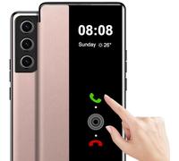 Custodia per Samsung Galaxy S23 Case S View, Clear View Flip Folio PU Leather e TPU interno Phone Case 5G, custodia flip antigraffio per Samsung Galaxy S23 (rosa)