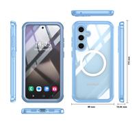 Custodia per Samsung Galaxy S24 FE, Cover posteriore in vetro temperato 9H Blue