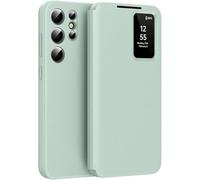 Custodia per Samsung Galaxy S25 Ultra, Smart View Window Flip Cover Slim Protezione a 360 Gradi PC PU Antigraffio Anti-impronta Slot per Schede Nascosto, Verde