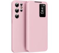 Custodia per Samsung Galaxy S25 Ultra, Smart View Window Flip Cover Slim Protezione a 360 Gradi PC PU Antigraffio Anti-impronta Slot per Schede Nascosto, Rosa