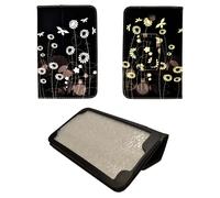 Custodia Per Samsung Galaxy Tab 3 7 " Bianco Nero Farfalla Fiore Cuoio Cover