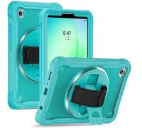 Custodia per Samsung Galaxy Tab A11 360 gradi anello maniglia e tracolla turchese