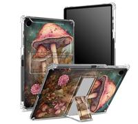 Custodia per Samsung Galaxy Tab A9 8,7" modello 2023 SM-X110/X115/X117 con portapenne, retro trasparente con fungo rosa, protezione angolare antiurto con cavalletto rigido
