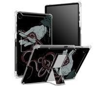 Custodia per Samsung Galaxy Tab A9+/A9 Plus 11" 2023 (SM-X210/X216/X218) con portapenne, retro trasparente con serpente rosso, copertura antiurto angolare con cavalletto