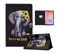 Custodia per Samsung Galaxy Tab S10 Lite 2025/S10 FE/S9 FE 10,9 pollici/S9 11"Folio Flip Custodia Protettiva in Pelle PU con Supporto Slot per Carte Portafoglio Tablet Cover Elefante con girasole