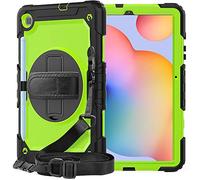 Custodia per Samsung Galaxy Tab S6 Lite 10.4 P610 P615, Full-Body Antiurto Robusto Protettiva Cover con Supporto Girevole a 360 ° e Tracolla Staccabile per Galaxy Tab S6 Lite 10.4 (Nero + Verde)