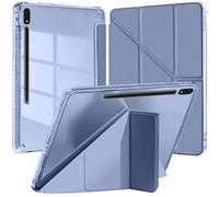 Custodia per Samsung Galaxy Tab S8 2022/S7 2020 da 11 pollici con S Pen Holder,Smart Folio con Auto Svegliati/Sonno e Custodia Protettiva Sottile Trasparente (Blu-grigio)