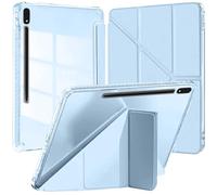 Custodia per Samsung Galaxy Tab S8 2022/S7 2020 da 11 pollici con S Pen Holder,Smart Folio con Auto Svegliati/Sonno e Custodia Protettiva Sottile Trasparente (Azzurro)