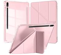 Custodia per Samsung Galaxy Tab S8 2022/S7 2020 da 11 pollici con S Pen Holder,Smart Folio con Auto Svegliati/Sonno e Custodia Protettiva Sottile Trasparente (Rosa)