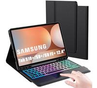Custodia per Samsung Galaxy Tab S9 FE+/S9+/S10+ da 12,4" con tastiera - Custodia per tablet intelligente con tastiera rimovibile retroilluminata arcobaleno con touchpad - Tab S10 Plus/S9 Plus/S9 FE