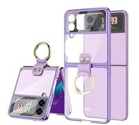 Custodia per Samsung Galaxy Z Flip 4 con anello, custodia protettiva antiurto - trasparente, compatibile con Galaxy Z Flip 4 5G 2022 (viola cromato)