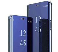 Custodia per Samsung S10 Cover Clear View Specchio Galaxy S10 Standing Cover Flip Case Smart Mirror Magnetic con Flip Shell Protective Cover per Samsung Galaxy S10 4G (blu)