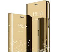 Custodia per Samsung S22 5G Cover Clear View Specchio Galaxy S22 Standing Cover Flip Case Smart Mirror Magnetic con Flip Shell Protective per Samsung Galaxy S22 5G (ORO)