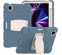 Custodia per Samsung Tab S6 T860 T865 con supporto, durevole, ibrida, resistente agli urti, a tre strati, custodia protettiva in silicone per tablet per bambini (blu fiordaliso)