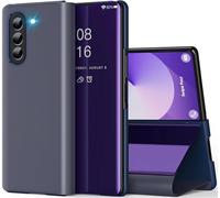 Custodia per Samsung Z Fold 6 5G Clear View Specchio Galaxy Z Fold 6 Standing Flip Case Mirror Magnetic con Shell Protective (Viola)