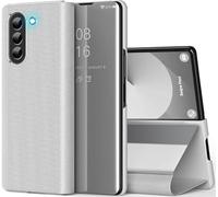 Custodia per Samsung Z Fold 6 5G Cover Clear View Specchio Galaxy Z Fold 6 Standing Cover Flip Case Mirror Magnetic con Z Fold 6 Flip Shell Protective Cover per Samsung Z Fold 6 (Argento)