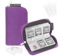 Custodia per schede di memoria Eco-Fused - Adatta per un massimo di 22 schede SD, SDHC, Micro SD, Mini SD e 4 CF - Porta con 22 scomparti (Viola)