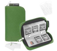 Custodia per schede di memoria Eco-Fused - Adatta per un massimo di 22 schede SD, SDHC, Micro SD, Mini SD e 4 CF - Porta con 22 scomparti (Verde)