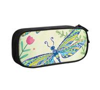 Custodia per scuola Forniture per ufficio Libellule e fiori Astuccio per penne di grande capacità Astuccio per matite di grande capacità per studenti Astuccio di cancelleria Scatola per matite