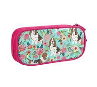 Custodia per scuola Forniture per ufficio Sweet Basset Hound Florals Astuccio per penne di grande capacità Astuccio per matite di grande capacità per studenti Astuccio di cancelleria Scatola di matita