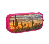 Custodia per scuola Forniture per ufficio Tramonto Cactus nel deserto Astuccio per penne di grande capacità Astuccio per matite di grande capacità per studenti Sacchetto di cancelleria Scatola di