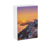 Custodia per sigarette con paesaggio al tramonto su un'isola greca, impermeabile, protettiva, con apertura a pressione, porta sigarette, antiurto, scatola per sigarette per accessori per fumatori, c