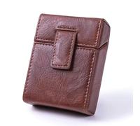 Custodia per sigarette in pelle PU con porta accendino, portatile, organizer per tabacco, porta accendino, contenitore per uomini e donne (caffè)