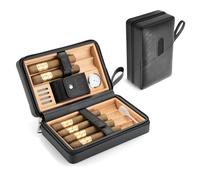 Custodia per sigari da viaggio in pelle, con igrometro e umidificatore, borsa per accessori per sigari, umidificatore portatile da viaggio, offre spazio per 6 sigari, scatola per sigari per uscire