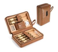 Custodia per sigari da viaggio in pelle, con igrometro e umidificatore, borsa per accessori per sigari, umidificatore portatile da viaggio, offre spazio per 6 sigari, scatola per sigari per uscire
