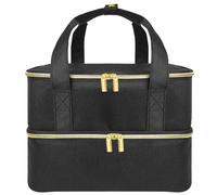 Custodia per smalti, organizer a doppio strato con divisori regolabili per 30 bottiglie, adatta per lampada per asciugabiancheria, ideale per set manicure, Nero, 40 Bottiglie