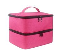 Custodia per smalto a doppio strato, facile accesso e conservazione, in nylon, resistente, ben organizzata, nera, Rosso rosato, as description