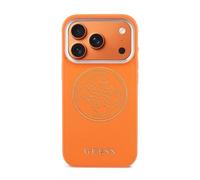 Custodia per smartphone Guess Effetto Pelle Arancione Logo Elegante per iPhone 17 Pro Max