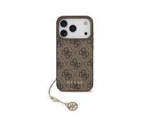 Custodia per smartphone Guess Logo 4G Marrone con Charm Dorato per iPhone 17 Pro