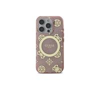 Custodia per smartphone Guess MagSafe Fiori Rosa Dettagli Oro per iPhone 16