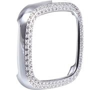 Custodia per smartwatch unisex in PC per Versa3, custodia per orologio in argento elettroplaccato a doppia fila di diamanti, accessorio di ricambio