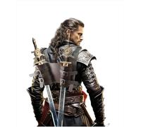 Custodia per spada medievale con doppio fodero portaspada da cintura in pelle PU, custodia di Katana con schiena regolabile, supporto per cavaliere guerriero pirata adulto accessorio per Halloween GN