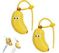 Custodia per spazzolino da denti a banana, portatile, con dispenser di dentifricio, divertente porta spazzolino da denti da viaggio, con clip, custodia da viaggio per spazzolino da denti, 2 pezzi
