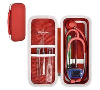 Custodia per stetoscopio compatibile con 3M Littmann Classic III Monitoring/Lightweight II S.E/Cardiology IV Diagnostic/MDF Acoustica Stetoscopi, tasca extra per accessori medici e infermieri, rosso
