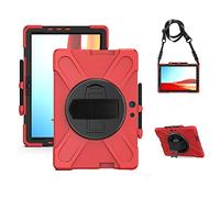 Custodia per Surface Pro X con supporto girevole a 360° | SIBEITU Microsoft Surface Pro X 13'' Tablet | Cover rigida resistente e resistente con portapenne Tracolla Surface Pro X 2019 | Rosso