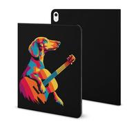 Custodia per tablet con bassotto che suona la chitarra, compatibile con iPad 2020 AIR 4 (11,9 pollici), custodia protettiva per tablet con accensione e spegnimento automatico